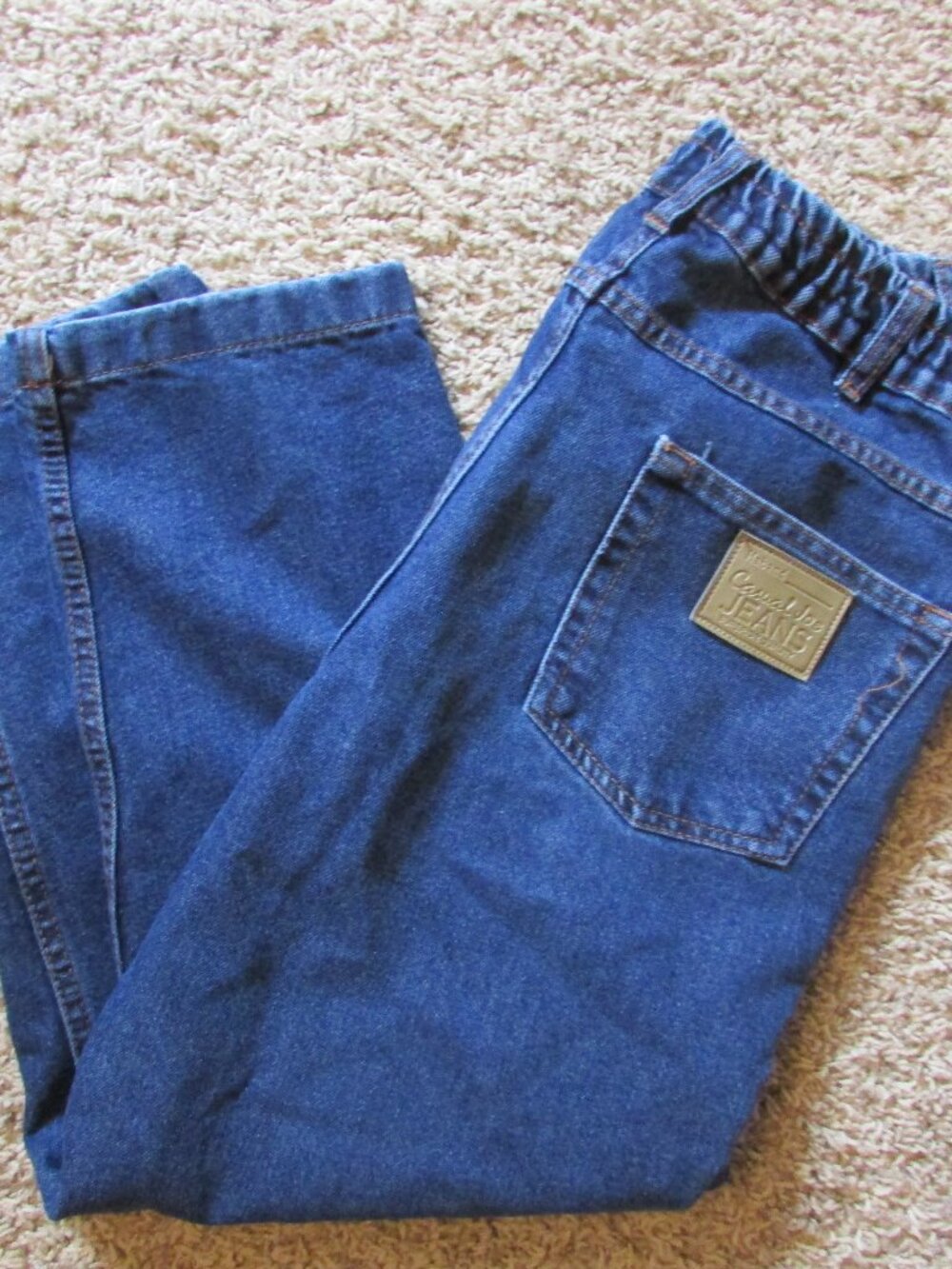 Haband Casual Joe 34 XS Blue Elastic Waist Zip Fly Straight Leg Jeans #03L